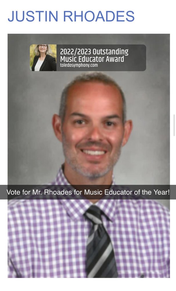 Justin Rhoades, WHS Music Instructor headshot